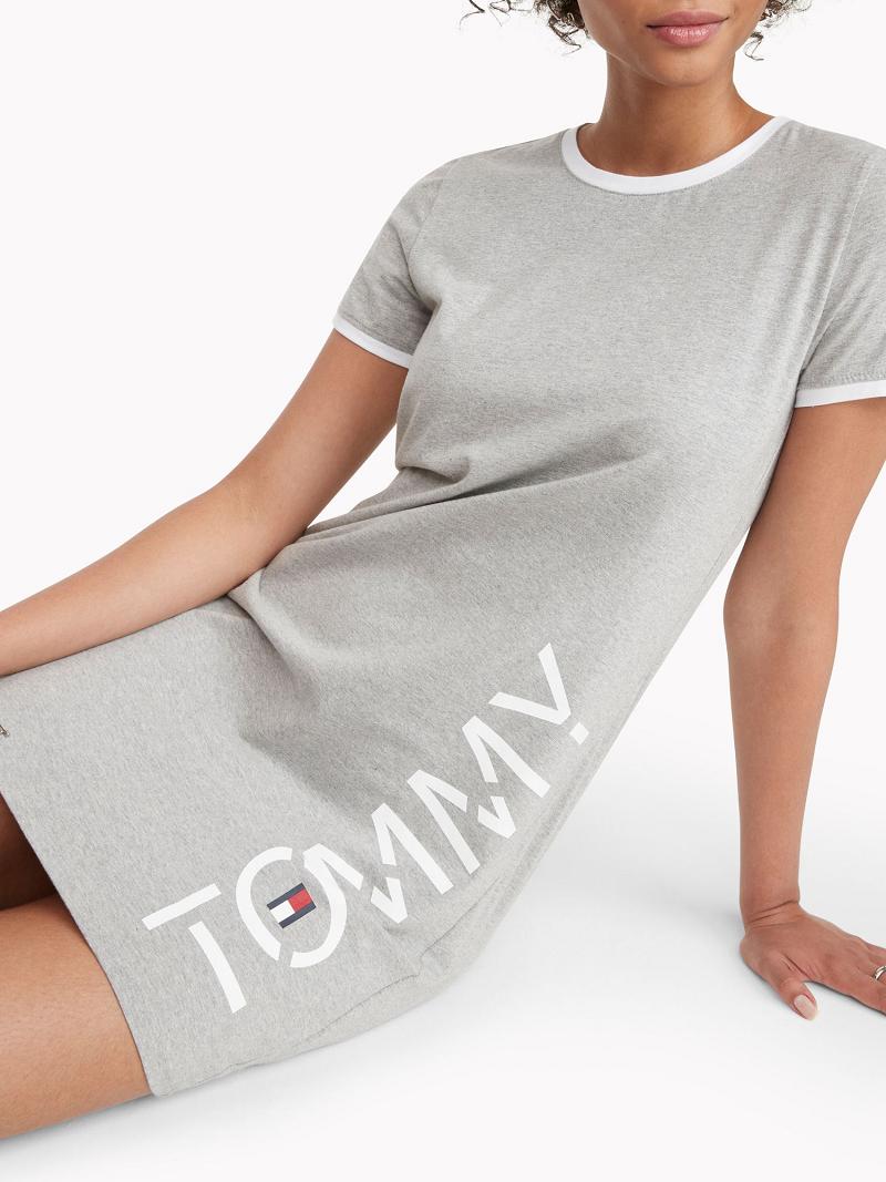 Női Tommy Hilfiger Tommy T-Shirt Dresses Szürke | HU 135ILH